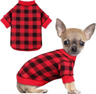 🐾 small dog fleece sweater in buffalo plaid - soft, thickening, and warm puppy clothes for small dogs girl & boy логотип