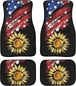 img 4 attached to Forchrinse Retro American Flag Sunflower Front/Rear Car Carpets