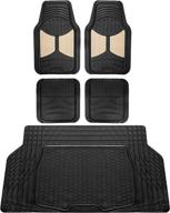 fh group monster eye full set rubber 👀 floor mats & trunk liner - black beige/black, fi logo