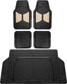 img 4 attached to FH Group Monster Eye Full Set Rubber 👀 Floor Mats & Trunk Liner - Black Beige/Black, Fi