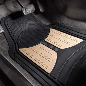 img 3 attached to FH Group Monster Eye Full Set Rubber 👀 Floor Mats & Trunk Liner - Black Beige/Black, Fi