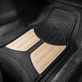 img 2 attached to FH Group Monster Eye Full Set Rubber 👀 Floor Mats & Trunk Liner - Black Beige/Black, Fi