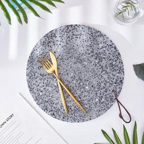img 2 attached to Grey Terrazzo Concrete Stone Round Serving Tray By Coffeezone - Elegant Creation For Weddings, Birthdays, Christmas & Holidays