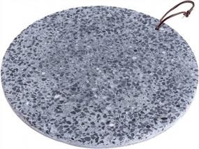 img 4 attached to Grey Terrazzo Concrete Stone Round Serving Tray By Coffeezone - Elegant Creation For Weddings, Birthdays, Christmas & Holidays