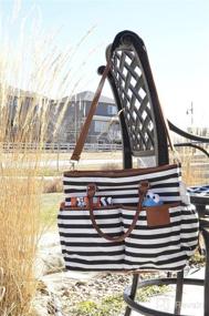img 3 attached to 👜 MommyDaddy&amp;Me™ Black/White Diaper Bag: Stylish Cotton Canvas Tote with 13 Pockets & Insulated Bottle Holders