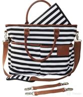 👜 mommydaddy&amp;me™ black/white diaper bag: stylish cotton canvas tote with 13 pockets & insulated bottle holders logo