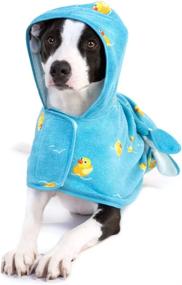 img 4 attached to Rubber Duck Medium Barkbox Premium Absorbent Hooded Dog Bathrobe Towel - Quick Drying Pet Towel For Bath & Beach Trips
