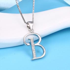 img 3 attached to Ожерелье с инициалами алфавита CZ из стерлингового серебра 925 пробы для женщин и девочек - EleQueen