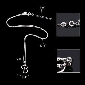 img 2 attached to Ожерелье с инициалами алфавита CZ из стерлингового серебра 925 пробы для женщин и девочек - EleQueen