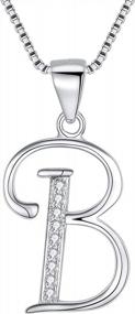 img 4 attached to Ожерелье с инициалами алфавита CZ из стерлингового серебра 925 пробы для женщин и девочек - EleQueen
