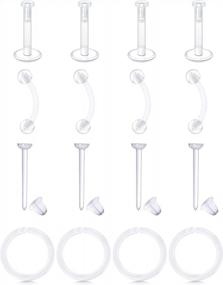 img 4 attached to Bioflex Labret Lip Retainers 16G Clear Cartilage Earrings Studs Plastic Forward Helix Tragus Medusa Monroe Piercing Retainer For Work, Sports And Surgery