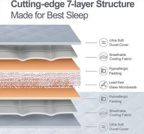 img 1 attached to Серое утяжеленное одеяло с двойным охлаждением премиум-класса весом 11 фунтов для 110-130 фунтов - хлопковое покрытие Winthome для взрослых (51 "X70 "), тяжелое одеяло со стеклянными бусинами.
