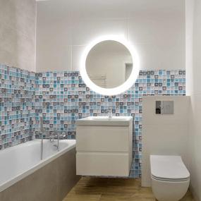 img 1 attached to Removable Self-Adhesive Matte Wallpaper For Kitchen And Bathroom - Abyssaly Mosaic Paper Peel And Stick Wallpaper In Blue - Ideal For Counters And Shelves - Size: 15.7" X 78.7