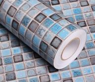 removable self-adhesive matte wallpaper for kitchen and bathroom - abyssaly mosaic paper peel and stick wallpaper in blue - ideal for counters and shelves - size: 15.7" x 78.7 логотип