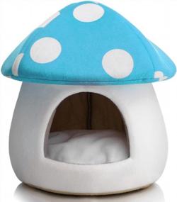 img 2 attached to Cozy Blue Mushroom Mini House For Small Pets: Hollypet Warm Bed For Hamsters, Hedgehogs, Rats, And Guinea Pigs