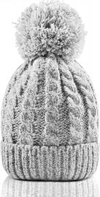 img 4 attached to Thick Cable Knit Ski Cap With Warm Fleece Lining For Women'S Winter Beanie