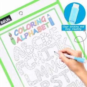 img 3 attached to Oversized Reusable Dry Erase Pockets - 20 Pack With Markers, Erasers, And Rings For Classroom Organization And Teaching Supplies - Multicolored Dry Erase Sleeves By INFUN