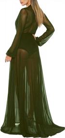 img 2 attached to Flaunt Your Beach Style With Women'S Sheer Mesh Tie Front Maxi Cover Up