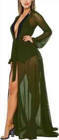 img 3 attached to Flaunt Your Beach Style With Women'S Sheer Mesh Tie Front Maxi Cover Up