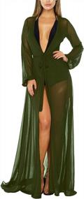 img 4 attached to Flaunt Your Beach Style With Women'S Sheer Mesh Tie Front Maxi Cover Up