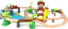 img 3 attached to Experience Ultimate Fun With Joqutoys 107 Pcs Wooden Train Set - Battery Operated Train & 2 Sound Tracks Included For Kids 3+