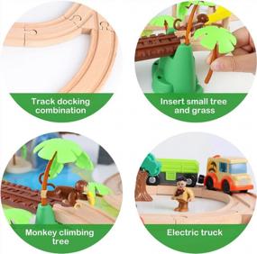 img 2 attached to Experience Ultimate Fun With Joqutoys 107 Pcs Wooden Train Set - Battery Operated Train & 2 Sound Tracks Included For Kids 3+