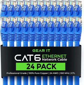img 4 attached to Pack Of 24 GearIT Cat 6 Ethernet Cables - 2Ft Blue Cat6 Patch Cables For Networks, Internet, And More