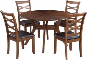 img 2 attached to Rubber Solid Wood Round Dining Table Set For 4 - 5 Piece Dining Set With Chairs, 48''D × 30" H By LALUZ