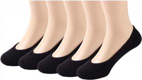 img 4 attached to Низкие нескользящие носки-невидимки для женщин - 5 пар удобных невидимых хлопковых носков (размер 5-8)