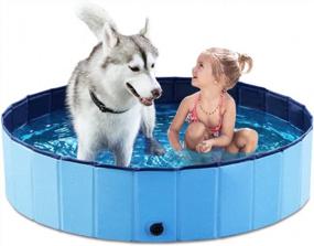 img 4 attached to Collapsible Dog And Pet Pool - 48Inch.D X 11.8Inch.H - Perfect For Bathing Dogs, Cats, And Kids - Foldable And Portable - Blue By Jasonwell
