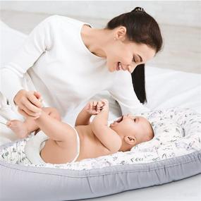img 3 attached to 🐰 TOATON Baby Lounger with Pillow - Ultra Soft Cotton, Reversible & Adjustable Portable, Lightweight for Traveling - Newborn Soothing and Baby Gift Essential (Rabbit)