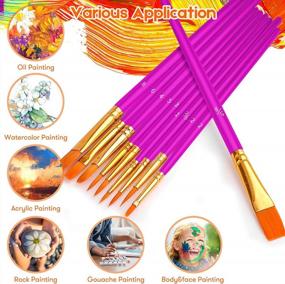 img 2 attached to Soucolor Acrylic Paint Brushes Set, 120Pcs Round Pointed Tip Artist Paintbrushes For Acrylic Painting Oil Watercolor Canvas Boards Rock Body Face Nail Art, Halloween Pumpkin Ceramic Crafts Supplies