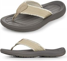 img 4 attached to Get Your Outdoor Adventure On With These Comfortable Mens Khaki Flip Flop Sandals!