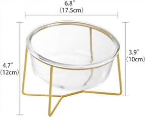 img 3 attached to Elevated Pet Feeding Bowl With Gold Iron Stand - Large Glass Dish For Comfortable Cat And Dog Feeding Of Food And Water