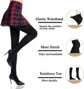 img 3 attached to Soft, Opaque Pantyhose Tights For Women With High Elastic And Control Top