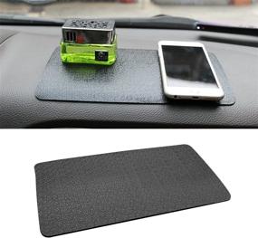 img 4 attached to BLAU GRUN Car Dashboard Anti-Slip Rubber Pad: Universal Non-Slip 🚗 Car Magic Mat for Phones, Sunglasses, Keys, and More (Black/Car Texture)