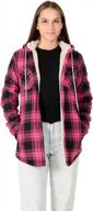 stay cozy and chic with our women's sherpa lined plaid flannel jacket! logo