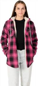 img 4 attached to Stay Cozy And Chic With Our Women'S Sherpa Lined Plaid Flannel Jacket!