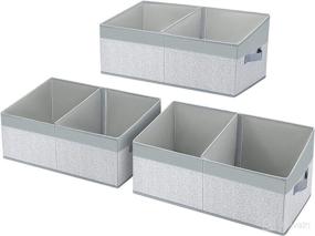 img 4 attached to 📦 DIMJ Trapezoid Storage Bins 3-Pack - Closet Baskets for Clothes, Baby Toiletries, Toys, Towels, DVDs, Books - Blended Gray, Foldable Fabric Design