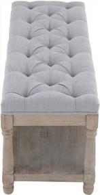img 2 attached to Guyou Farmhouse Entryway Bench With Storage 6 Foot, Rustic Upholstered End Of Bed Bench With Shelf For Bedroom, 45X18.5 Foyer Bench Accent Bench For Living Room Bedroom (Grey Fabric)