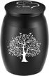 handcrafted double heart black urn for mom's ashes - beautiful keepsake memorial cremation urn with small tree design - engraved 'my mom' - ideal for sharing - 1.6" tall and decorative for funeral logo