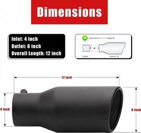 img 2 attached to Richeer 4 Inch Inlet Black Exhaust Tip, Universal 4" Inside Diameter Diesel Exhaust Tailpipe Tip, 4 X 6 X 12 Clamp Bolt On Design With Ball End L Wrench