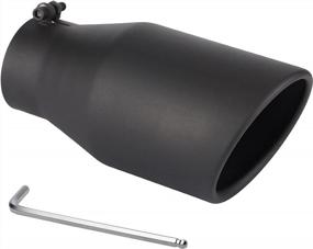 img 4 attached to Richeer 4 Inch Inlet Black Exhaust Tip, Universal 4" Inside Diameter Diesel Exhaust Tailpipe Tip, 4 X 6 X 12 Clamp Bolt On Design With Ball End L Wrench