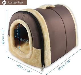 img 3 attached to 🏠 ANPPEX Portable Dog House and Cat Bed - Removable Cushion, Washable Cozy Pet Cave for Dogs and Cats - Foldable, Non-Slip, Warm Igloo Bed for Puppies, Kittens, and Rabbits