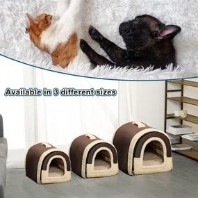 img 1 attached to 🏠 ANPPEX Portable Dog House and Cat Bed - Removable Cushion, Washable Cozy Pet Cave for Dogs and Cats - Foldable, Non-Slip, Warm Igloo Bed for Puppies, Kittens, and Rabbits