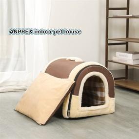 img 2 attached to 🏠 ANPPEX Portable Dog House and Cat Bed - Removable Cushion, Washable Cozy Pet Cave for Dogs and Cats - Foldable, Non-Slip, Warm Igloo Bed for Puppies, Kittens, and Rabbits