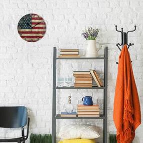 img 1 attached to Vintage American Flag Round Wall Clock - Quiet Non-Ticking Art For Home, Office, School, And Living Spaces - Stylish Decor Piece For Kids' Bedrooms And Living Rooms