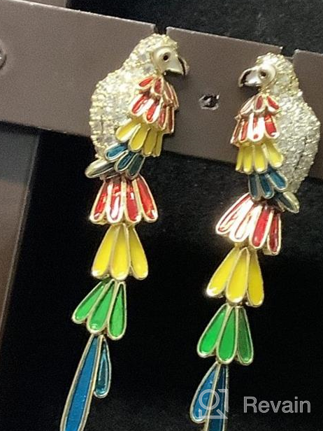 img 1 attached to 🦜 Colorful Parrot Crystal Stud Earrings: Cute Dangle Drops for Women & Girls, Silver-Plated Fashion Jewelry, Perfect Christmas Gift! review by Kevin Ilango