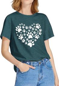 img 2 attached to Women's Dog Lover Shirts: Cat & Dog Paw Graphic Tee, Perfect Dog Mom Gifts, Heart Design Tops for Girls