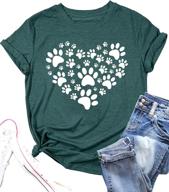 women's dog lover shirts: cat & dog paw graphic tee, perfect dog mom gifts, heart design tops for girls логотип